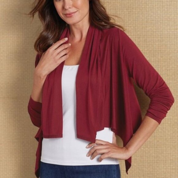 Soft Surroundings Sweaters - Soft Surroundings Cabernet Knit Topper Cardigan L